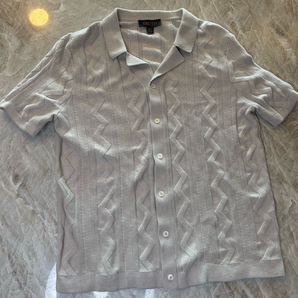 Truth Men's Button Down Cream Sweater Shirt